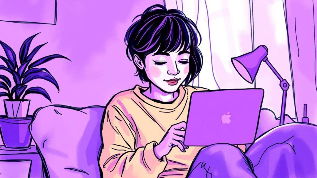 Creator smiling while reading the first positive YouTube comment on a laptop screen.